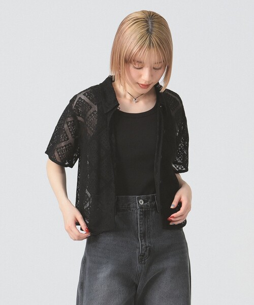 Ray BEAMS（レイビームス）の「レース クロップド シャツ（シャツ/ブラウス・レディース・ブラック/ホワイト/グリーン・ONE SIZE）」の20枚目の写真