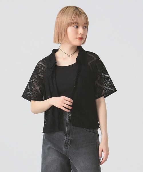 Ray BEAMS（レイビームス）の「レース クロップド シャツ（シャツ/ブラウス・レディース・ブラック/ホワイト/グリーン・ONE SIZE）」の21枚目の写真