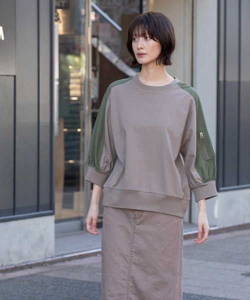 Munich(ミューニック)の「MA-1プルオーバー(Tシャツ/カットソー・レディース・カーキ/ホワイト/グレー・FREE)」の15枚目の写真