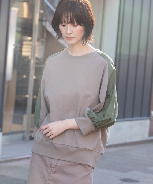 Munich(ミューニック)の「MA-1プルオーバー(Tシャツ/カットソー・レディース・カーキ/ホワイト/グレー・FREE)」の16枚目の写真