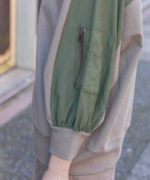 Munich(ミューニック)の「MA-1プルオーバー(Tシャツ/カットソー・レディース・カーキ/ホワイト/グレー・FREE)」の13枚目の写真