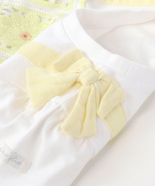 SLAP SLIP（スラップスリップ）の「【お揃い】【絵本コラボ-みつごようせいのおしゃれなドレスやさん-】お花かぎ編みワンピース(80~130cm)（ワンピース・キッズ・イエロー系その他/ブルー系その他・90cm/100cm/80ｃｍ/110cm/120cm/130cm）」の3枚目の写真