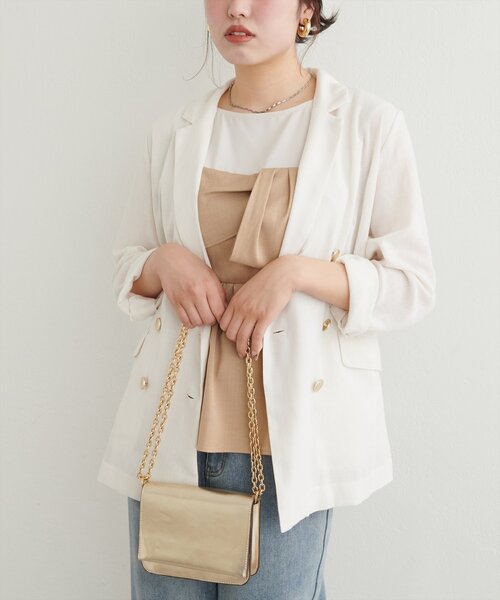 natural couture(ナチュラルクチュール)の「麻調合繊ほんのりシアージャケット(その他アウター・レディース・ブラック/オフホワイト/ベージュ・FREE)」の6枚目の写真