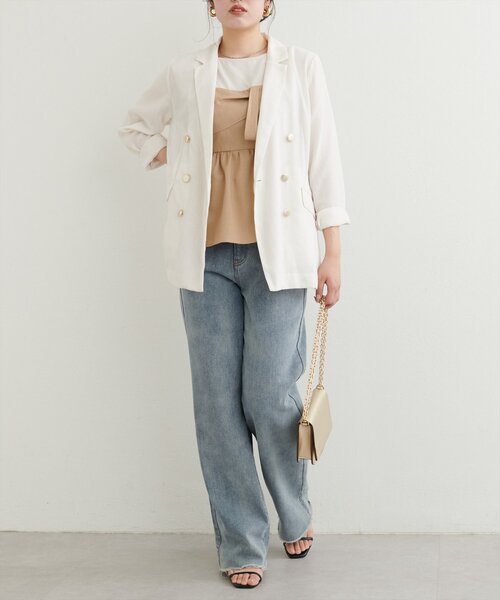 natural couture(ナチュラルクチュール)の「麻調合繊ほんのりシアージャケット(その他アウター・レディース・ブラック/オフホワイト/ベージュ・FREE)」の7枚目の写真