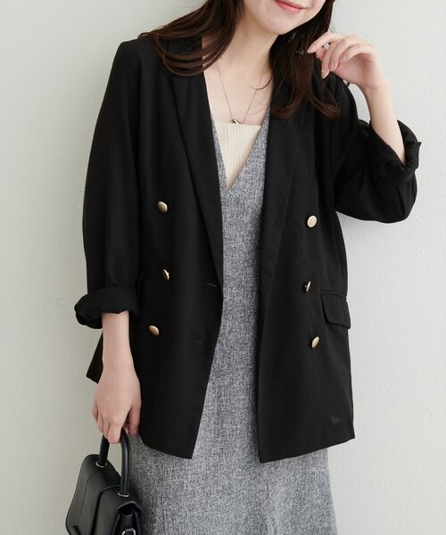 natural couture(ナチュラルクチュール)の「麻調合繊ほんのりシアージャケット(その他アウター・レディース・ブラック/オフホワイト/ベージュ・FREE)」の13枚目の写真