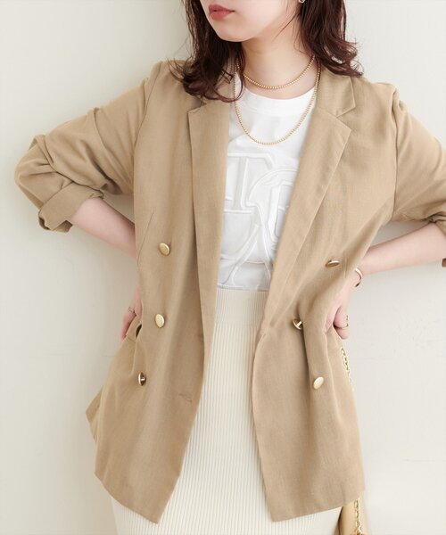 natural couture(ナチュラルクチュール)の「麻調合繊ほんのりシアージャケット(その他アウター・レディース・ブラック/オフホワイト/ベージュ・FREE)」の17枚目の写真