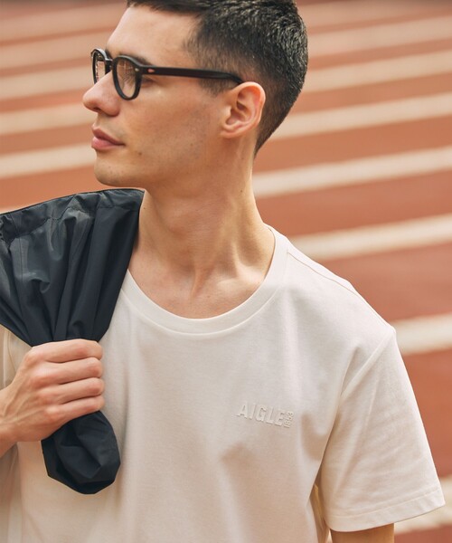 AIGLE（エーグル）の「UVカット ワンポイントロゴ 半袖Tシャツ（Tシャツ/カットソー・メンズ・ホワイト/ブラウン/イエロー/ダークブルー・L/XL/S/M）」の19枚目の写真