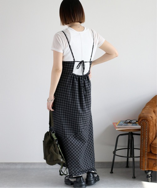 cepo（セポ）の「チェックドロストキャミワンピース（ワンピース・レディース・チャコールグレー/カーキ・M）」の19枚目の写真