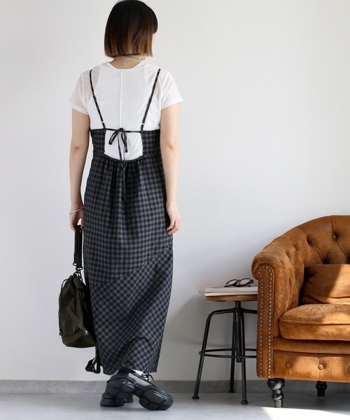 cepo（セポ）の「チェックドロストキャミワンピース（ワンピース・レディース・チャコールグレー/カーキ・M）」の20枚目の写真