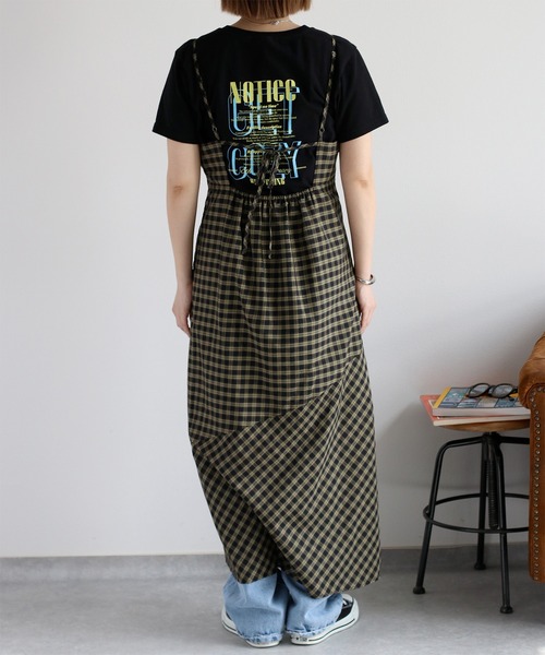 cepo（セポ）の「チェックドロストキャミワンピース（ワンピース・レディース・チャコールグレー/カーキ・M）」の12枚目の写真