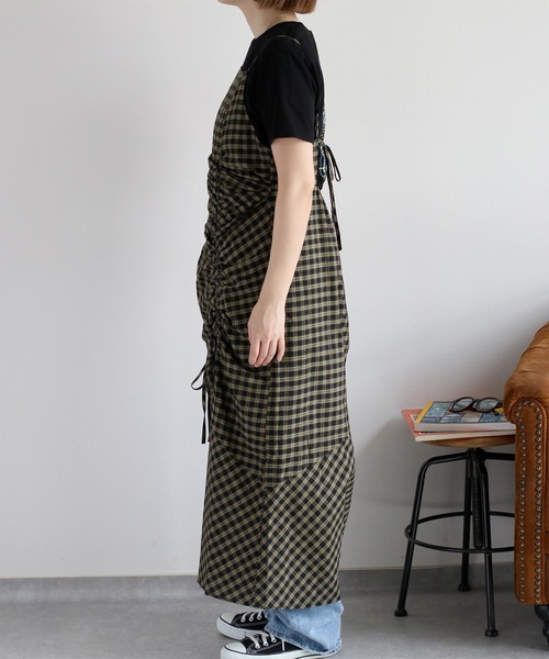 cepo（セポ）の「チェックドロストキャミワンピース（ワンピース・レディース・チャコールグレー/カーキ・M）」の13枚目の写真