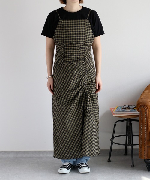 cepo（セポ）の「チェックドロストキャミワンピース（ワンピース・レディース・チャコールグレー/カーキ・M）」の11枚目の写真