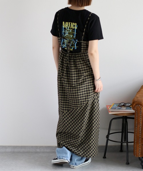 cepo（セポ）の「チェックドロストキャミワンピース（ワンピース・レディース・チャコールグレー/カーキ・M）」の6枚目の写真
