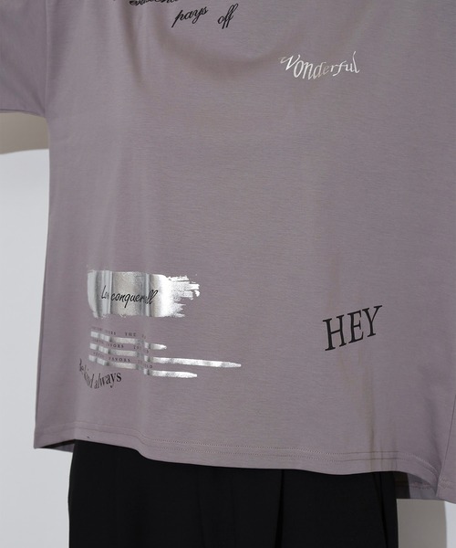 tシャツ Anna Nicola ランダムプリント半袖Tシャツ 箔プリントカットソー レディース セール】Anna Nicola ランダムプリント半袖Tシャツ 箔プリント