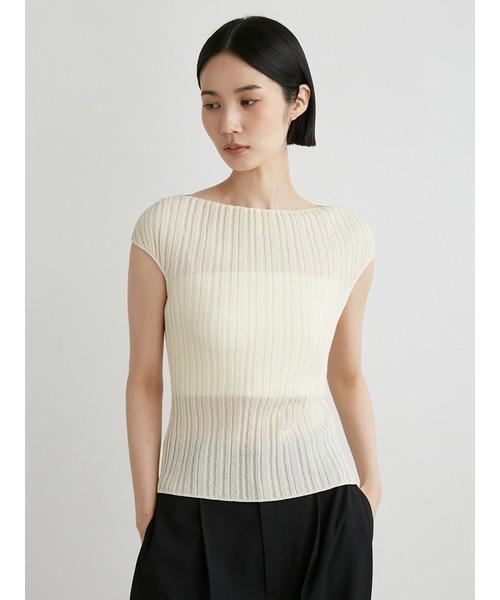 MIESROHE（ミースロエ）の「ｼｭﾘﾝｸﾌﾚﾝﾁﾆｯﾄﾄｯﾌﾟｽ（ニット/セーター・レディース・チャコールグレー/アイボリー/レッド・FREE）」の6枚目の写真