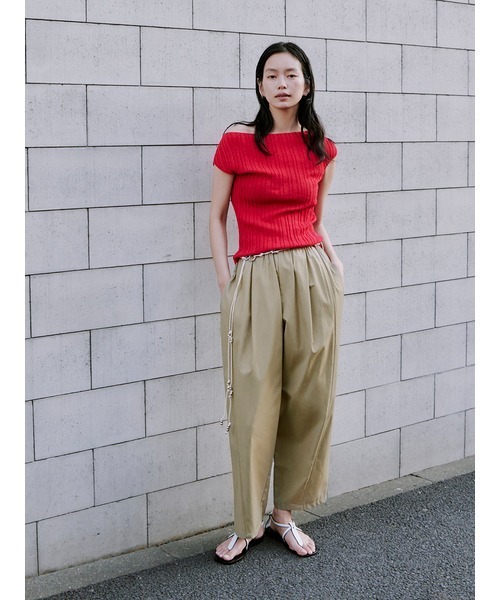 MIESROHE（ミースロエ）の「ｼｭﾘﾝｸﾌﾚﾝﾁﾆｯﾄﾄｯﾌﾟｽ（ニット/セーター・レディース・チャコールグレー/アイボリー/レッド・FREE）」の5枚目の写真