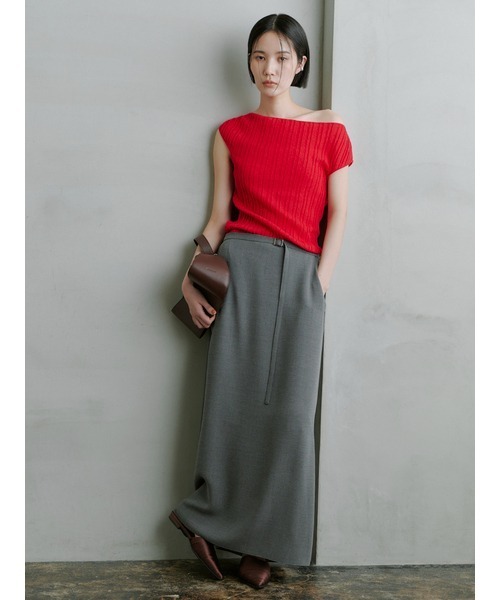 MIESROHE（ミースロエ）の「ｼｭﾘﾝｸﾌﾚﾝﾁﾆｯﾄﾄｯﾌﾟｽ（ニット/セーター・レディース・チャコールグレー/アイボリー/レッド・FREE）」の9枚目の写真