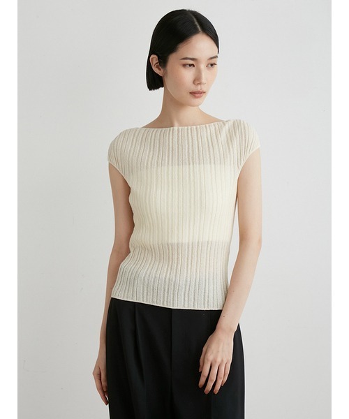 MIESROHE（ミースロエ）の「ｼｭﾘﾝｸﾌﾚﾝﾁﾆｯﾄﾄｯﾌﾟｽ（ニット/セーター・レディース・チャコールグレー/アイボリー/レッド・FREE）」の12枚目の写真