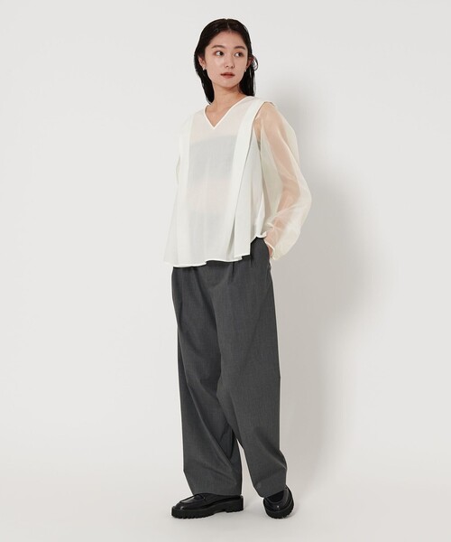 セール】＜MARW UNITED ARROWS＞シアー Vネック コンビ ブラウス