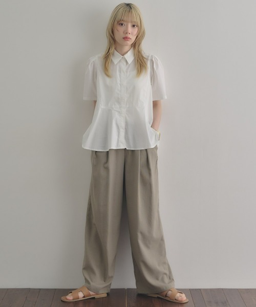 nissen(ニッセン)の「麻調合繊ダブルタックワイドパンツ(その他パンツ・レディース・モカ/チャコール・LL/S/M/L)」の2枚目の写真