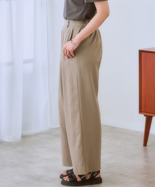 nissen(ニッセン)の「麻調合繊ダブルタックワイドパンツ(その他パンツ・レディース・モカ/チャコール・LL/S/M/L)」の7枚目の写真