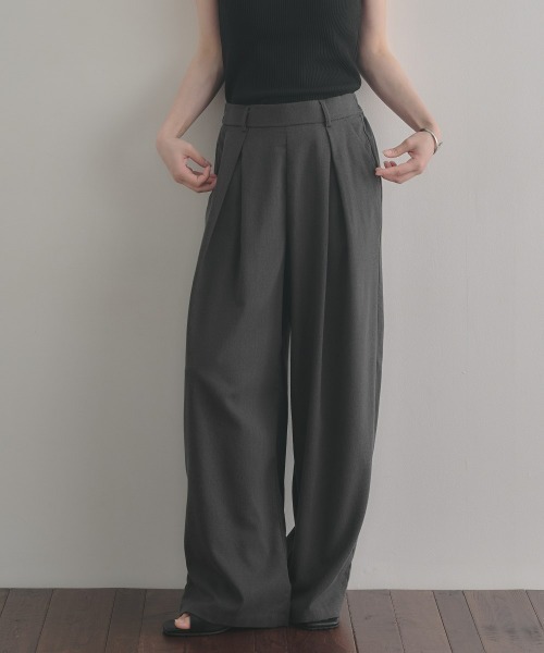 nissen(ニッセン)の「麻調合繊ダブルタックワイドパンツ(その他パンツ・レディース・モカ/チャコール・LL/S/M/L)」の13枚目の写真