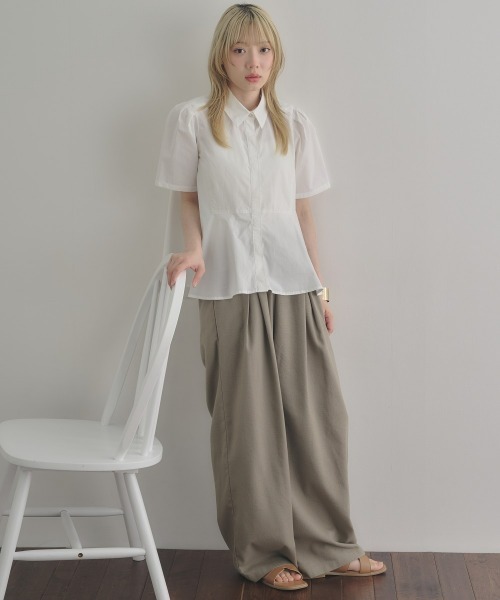 nissen(ニッセン)の「麻調合繊ダブルタックワイドパンツ(その他パンツ・レディース・モカ/チャコール・LL/S/M/L)」の19枚目の写真