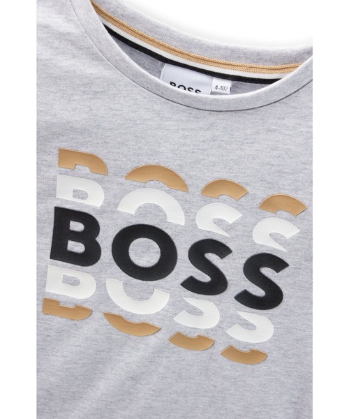 BOSS（ボス）の「キッズ レギュラーフィットTシャツ コットン ロゴプリント（Tシャツ/カットソー・キッズ・グレー/ブラック・125/114/110/140/150）」の6枚目の写真
