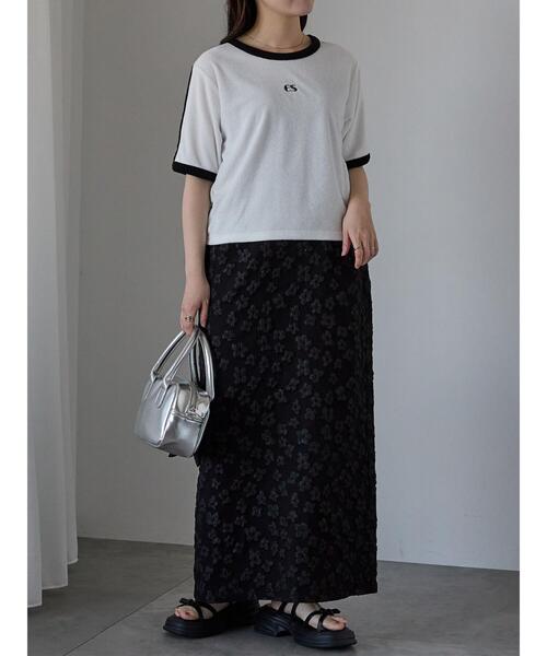 ehka sopo（エヘカソポ）の「花膨れジャカードナロースカート（スカート・レディース・サックスブルー/ミント/ブラック・F）」の20枚目の写真