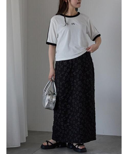 ehka sopo（エヘカソポ）の「花膨れジャカードナロースカート（スカート・レディース・サックスブルー/ミント/ブラック・F）」の21枚目の写真