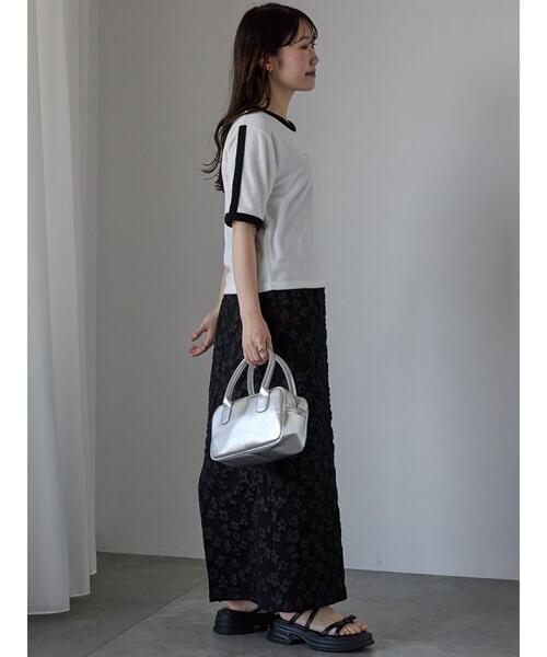 ehka sopo（エヘカソポ）の「花膨れジャカードナロースカート（スカート・レディース・サックスブルー/ミント/ブラック・F）」の22枚目の写真