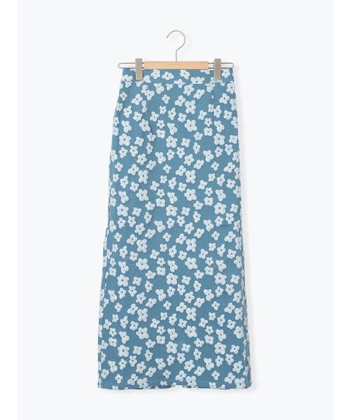 ehka sopo（エヘカソポ）の「花膨れジャカードナロースカート（スカート・レディース・サックスブルー/ミント/ブラック・F）」の11枚目の写真