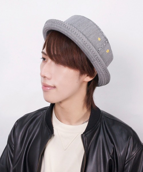 polcadot（ポルカドット）の「デニムポークパイ（ハット・メンズ・ネイビー/ストライプ/ブラック・M/XL）」の8枚目の写真