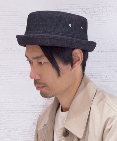 polcadot（ポルカドット）の「デニムポークパイ（ハット・メンズ・ネイビー/ストライプ/ブラック・M/XL）」の4枚目の写真