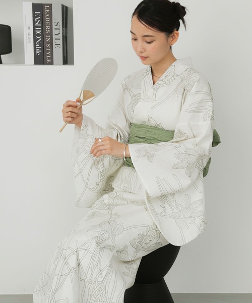 花柄白色浴衣・帯セット ぼかし花柄浴衣セット[gi1506] | レディースファッション通販の