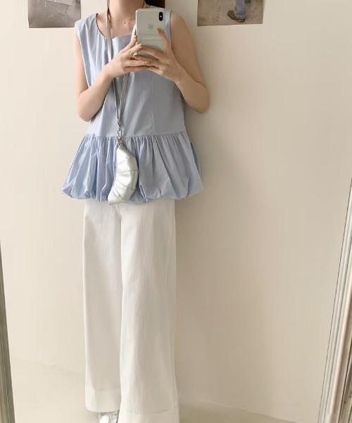 laubeblanc バルーンぺプラムトップス Balloon peplum Tops – L'AUBE BLANC