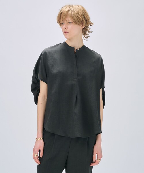cloenc(クロエンス)の「◆【UVカット/接触冷感/手洗い可】ドライタッチバルーンフォルムブラウス(シャツ/ブラウス・レディース・スミクロ/グレー/ダークブラウン・02)」の2枚目の写真