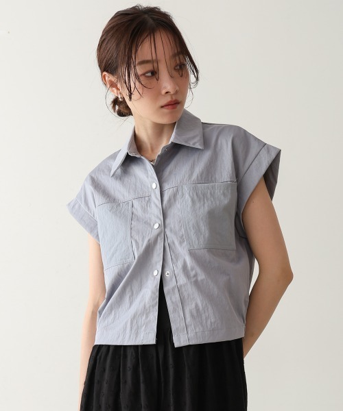 Bab(バブ)の「サマージャケットトップス(Tシャツ/カットソー・レディース・ブルー/オフホワイト/ベージュ・M)」の3枚目の写真