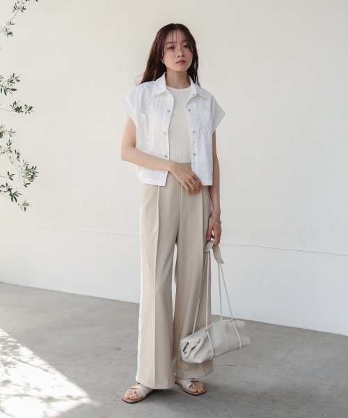 Bab(バブ)の「サマージャケットトップス(Tシャツ/カットソー・レディース・ブルー/オフホワイト/ベージュ・M)」の4枚目の写真