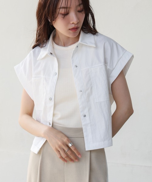 Bab(バブ)の「サマージャケットトップス(Tシャツ/カットソー・レディース・ブルー/オフホワイト/ベージュ・M)」の14枚目の写真