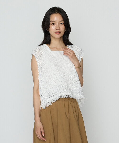 K.T KIYOKO TAKASE（キヨコタカセ）の「サマーツィードニット ジレ（ニット/セーター・レディース・ホワイト/ネイビー・FREE）」の12枚目の写真