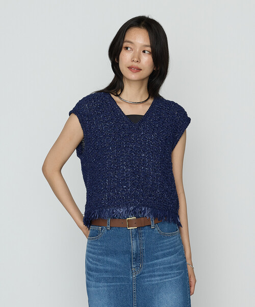 K.T KIYOKO TAKASE（キヨコタカセ）の「サマーツィードニット ジレ（ニット/セーター・レディース・ホワイト/ネイビー・FREE）」の10枚目の写真