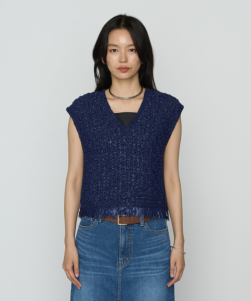 K.T KIYOKO TAKASE（キヨコタカセ）の「サマーツィードニット ジレ（ニット/セーター・レディース・ホワイト/ネイビー・FREE）」の9枚目の写真