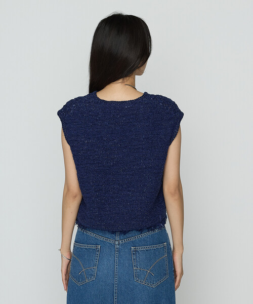 K.T KIYOKO TAKASE（キヨコタカセ）の「サマーツィードニット ジレ（ニット/セーター・レディース・ホワイト/ネイビー・FREE）」の8枚目の写真