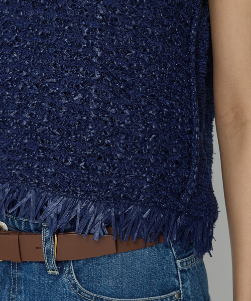 K.T KIYOKO TAKASE（キヨコタカセ）の「サマーツィードニット ジレ（ニット/セーター・レディース・ホワイト/ネイビー・FREE）」の5枚目の写真