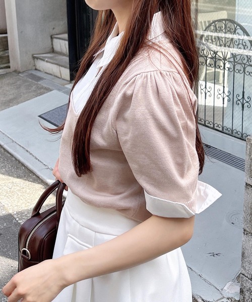 INGNI（イング）の「シャツドッキング半袖ニット（ニット/セーター・レディース・ネイビー系8/グレー系4/ベージュ系1・M）」の13枚目の写真