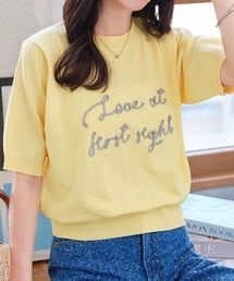 コード刺繍サマーニットトップス