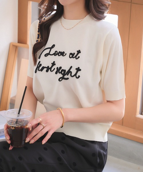 セール】コード刺繍サマーニットトップス（ニット/セーター