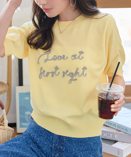 KOBE LETTUCE(コウベレタス)の「コード刺繍サマーニットトップス(ニット/セーター・レディース・ピンク/イエロー/ネイビー/アイボリー・M)」の17枚目の写真