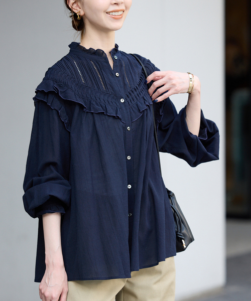 ◆美品◆CELINE◆長袖ブラウス◆フリル◆ストライプ◆エディ期◆国内正規品 CELINE（ストライプ ・ シャツ/ブラウス(長袖/七分)）のフリマ